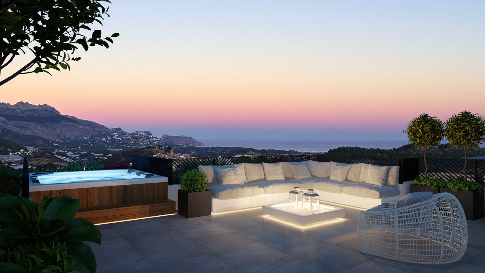 Villas with sea and mountain views in Finestrat